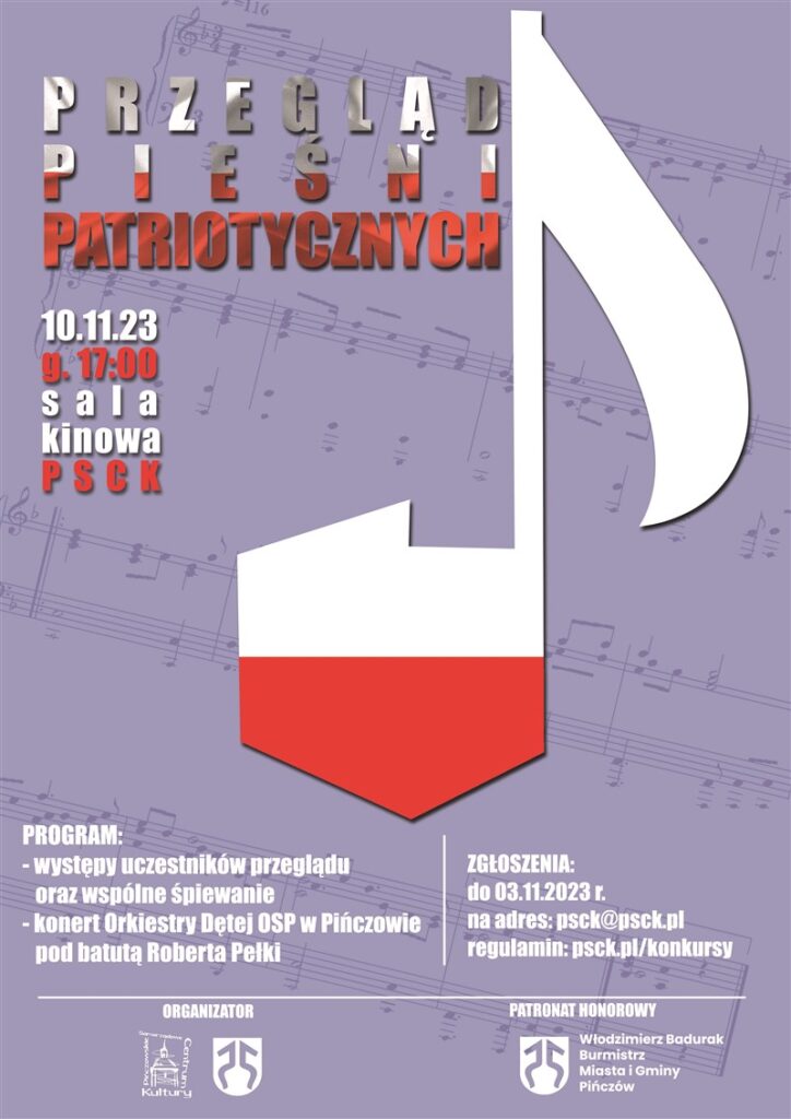 plakat reklamujący Przegląd Pieśni Patriotycznych