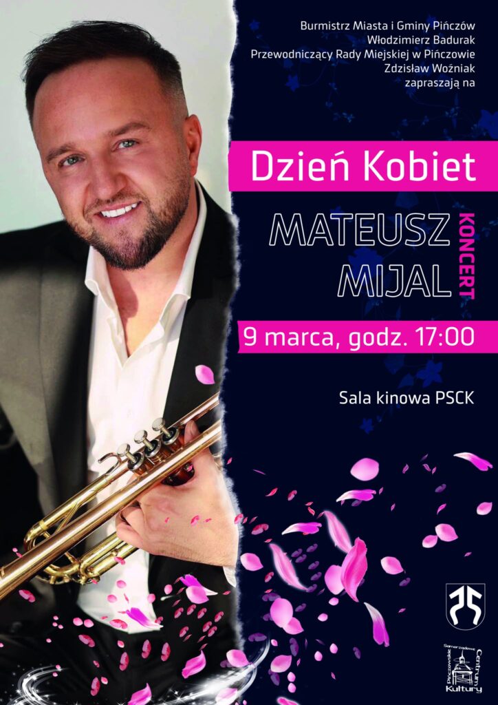 Plakat na koncert Mateusza Mijala w Pińczowie