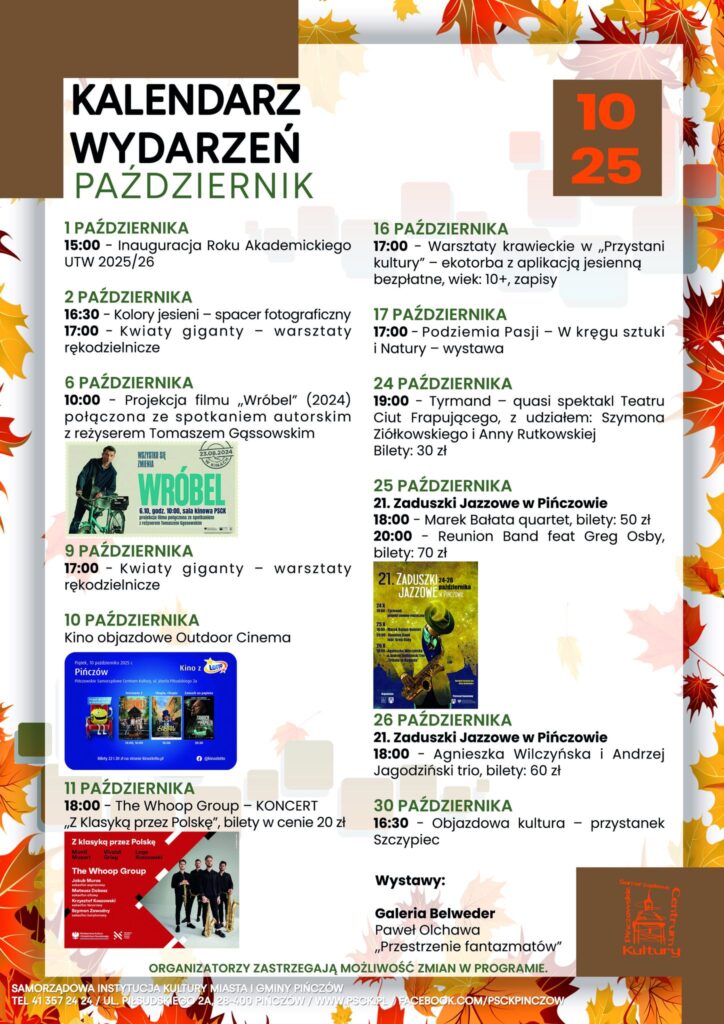 kalendarz wydarzeń październik 2025 plakat