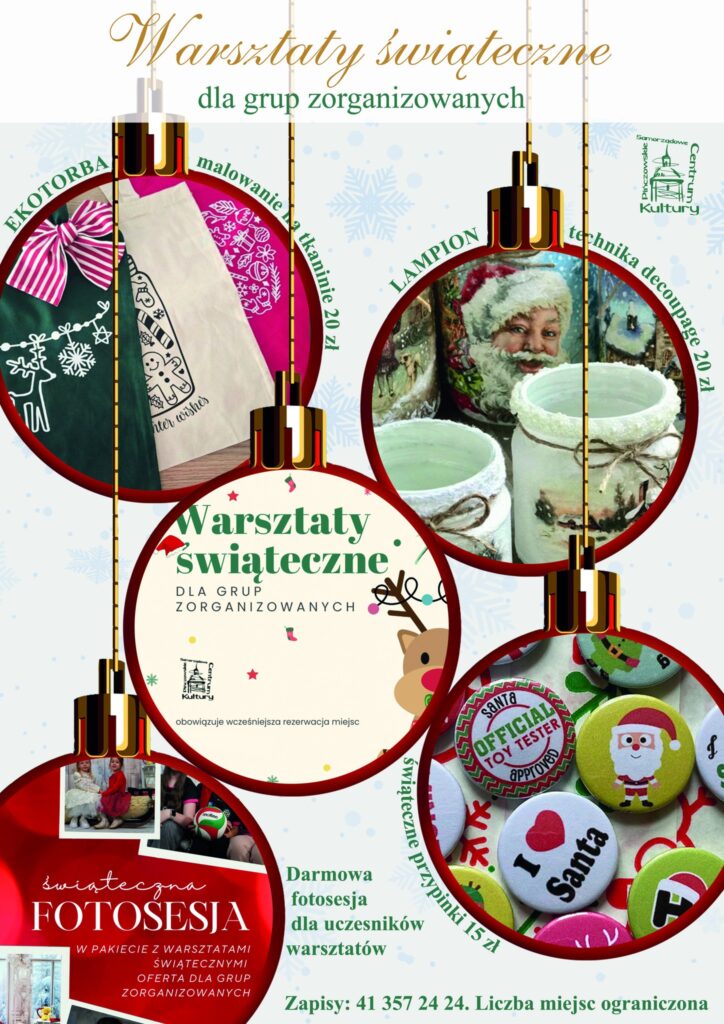 Zaproszenie na warsztaty świąteczne dla grup zorganizowanych - plakat