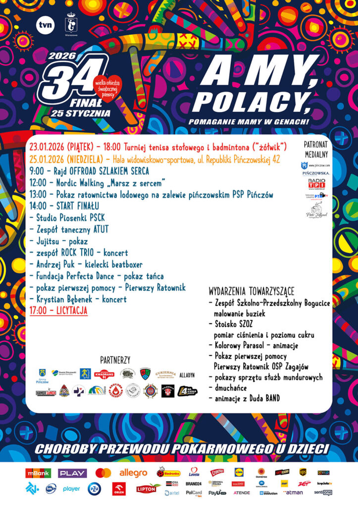 34. WOŚP w Pińczowie plakat